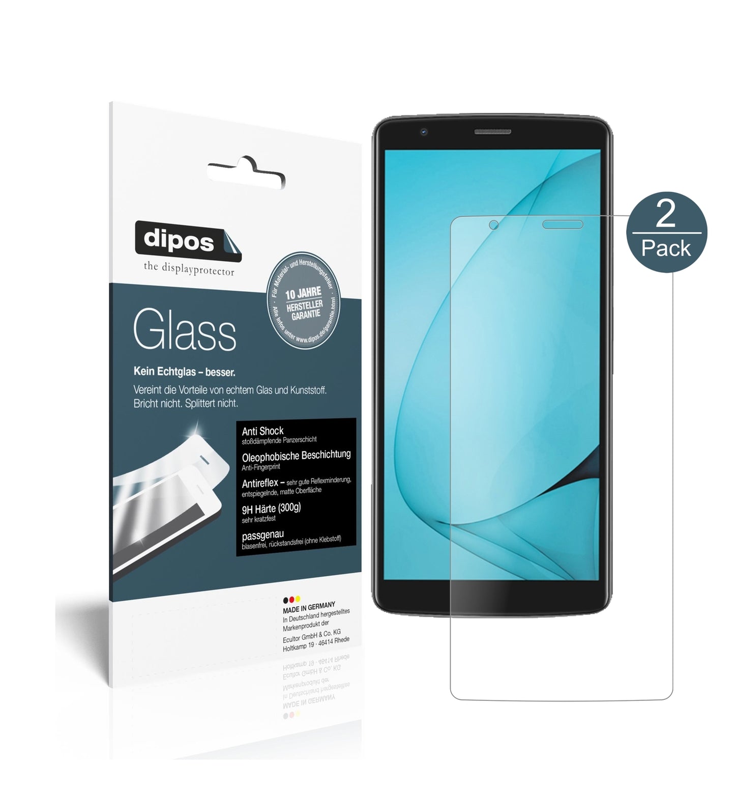 Matte Displayschutzfolie von dipos passend für Blackview A20, 9H kratzfest und blasenfrei montiert