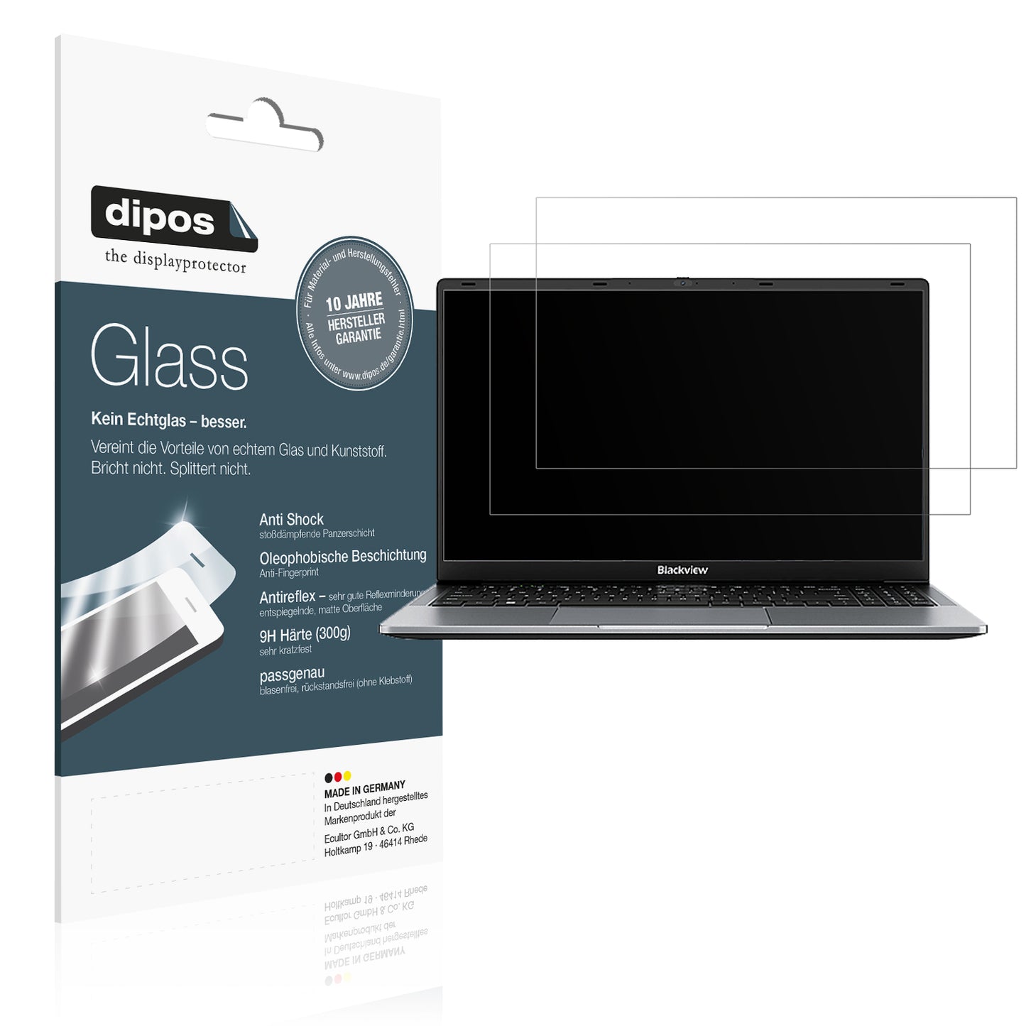 Matte Displayschutzfolie von dipos passend für Blackview Acebook 6 15.6 Zoll, 9H kratzfest und blasenfrei montiert