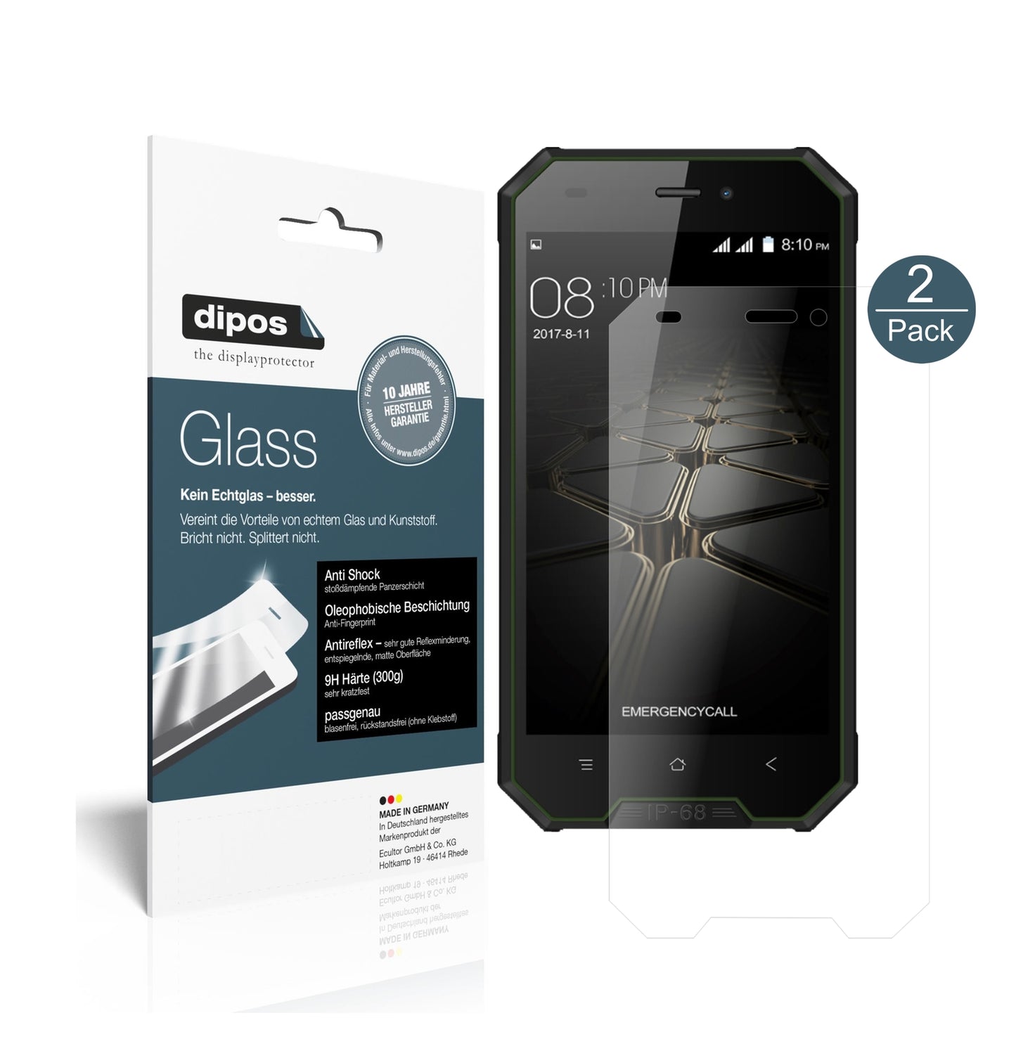 Matte Displayschutzfolie von dipos passend für Blackview BV4000 Pro, 9H kratzfest und blasenfrei montiert