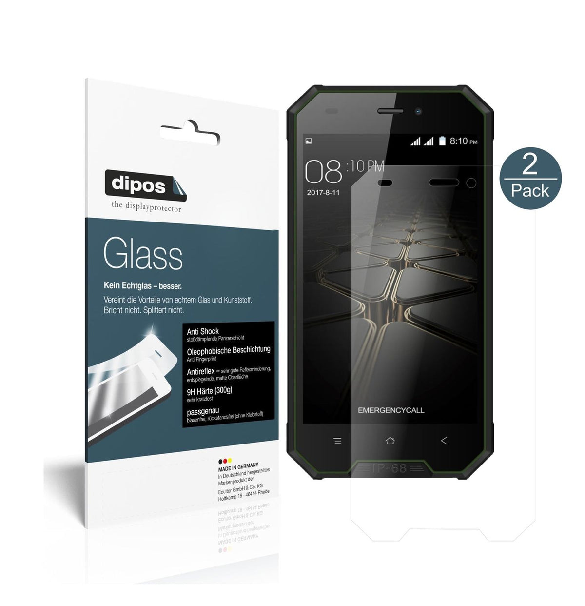 Matte Displayschutzfolie von dipos passend für Blackview BV4000, 9H kratzfest und blasenfrei montiert