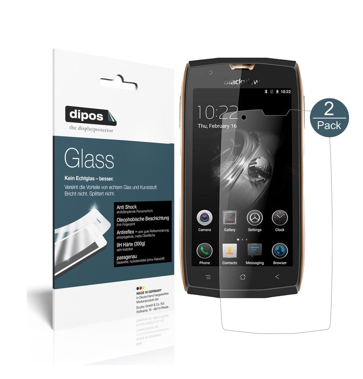 Matte Displayschutzfolie von dipos passend für Blackview BV7000, 9H kratzfest und blasenfrei montiert