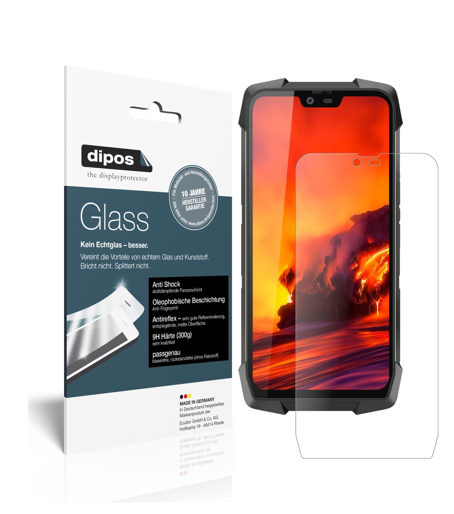 Matte Displayschutzfolie von dipos passend für Blackview BV9700 Pro, 9H kratzfest und blasenfrei montiert