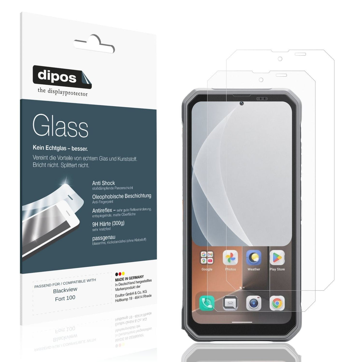 Matte Displayschutzfolie von dipos passend für Blackview Fort 100, 9H kratzfest und blasenfrei montiert