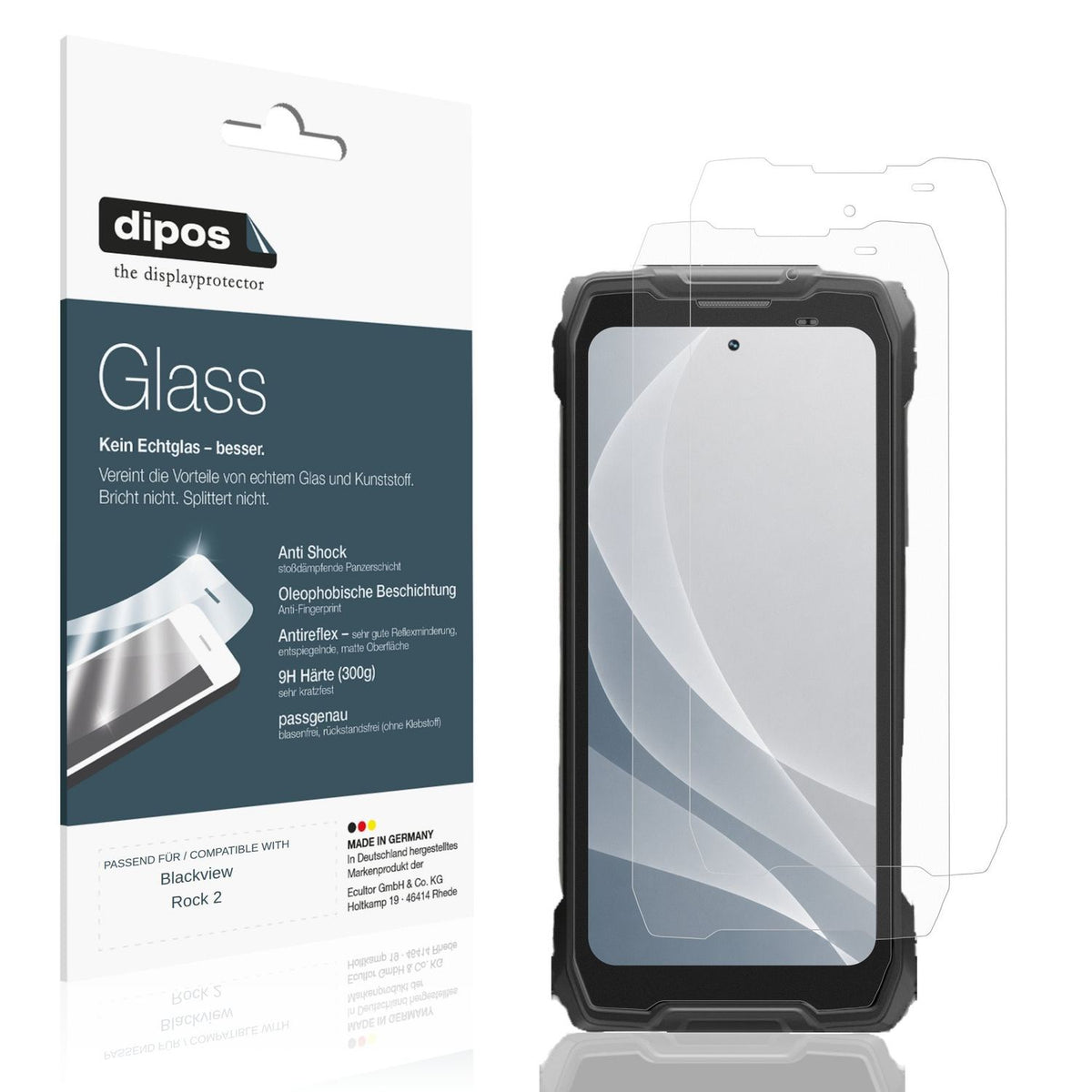 Matte Displayschutzfolie von dipos passend für Blackview Rock 2, 9H kratzfest und blasenfrei montiert