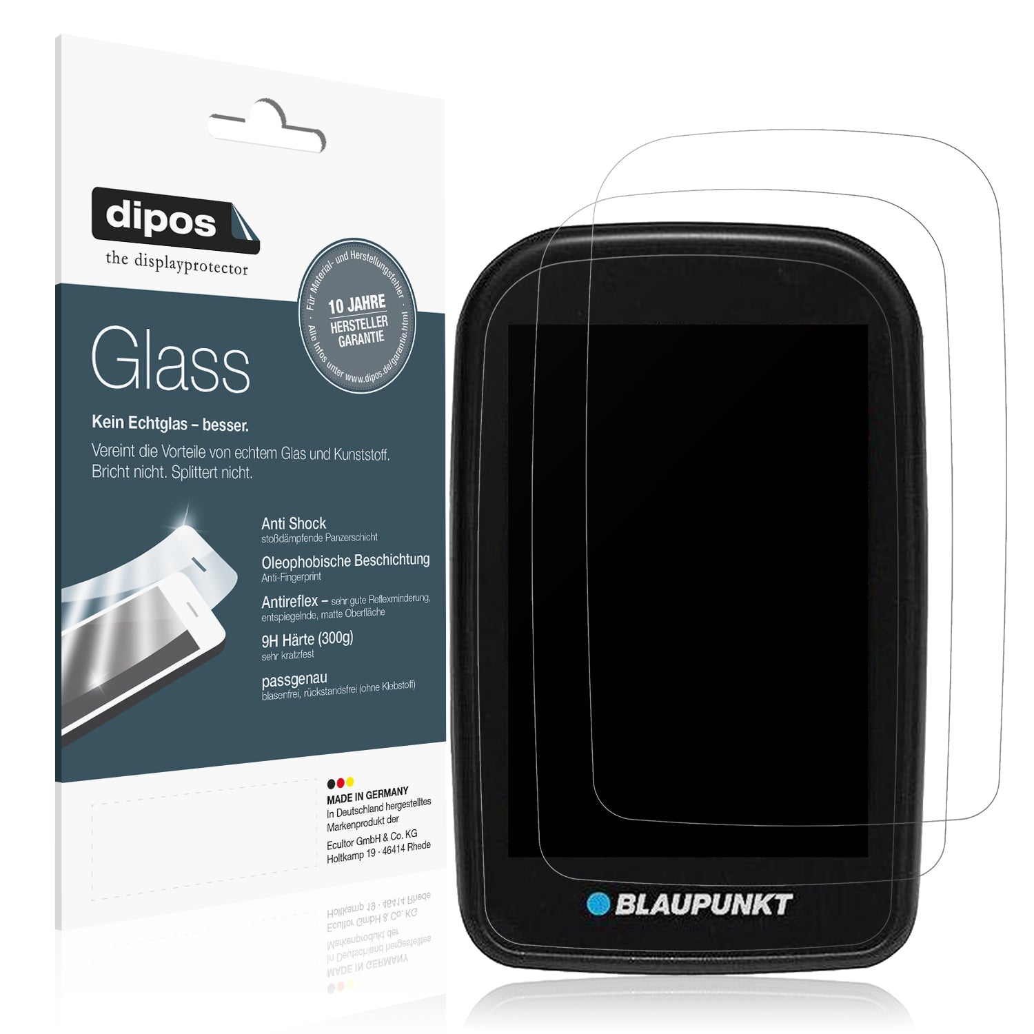 Matte Displayschutzfolie von dipos passend für Blaupunkt Motopilot 35, 9H kratzfest und blasenfrei montiert