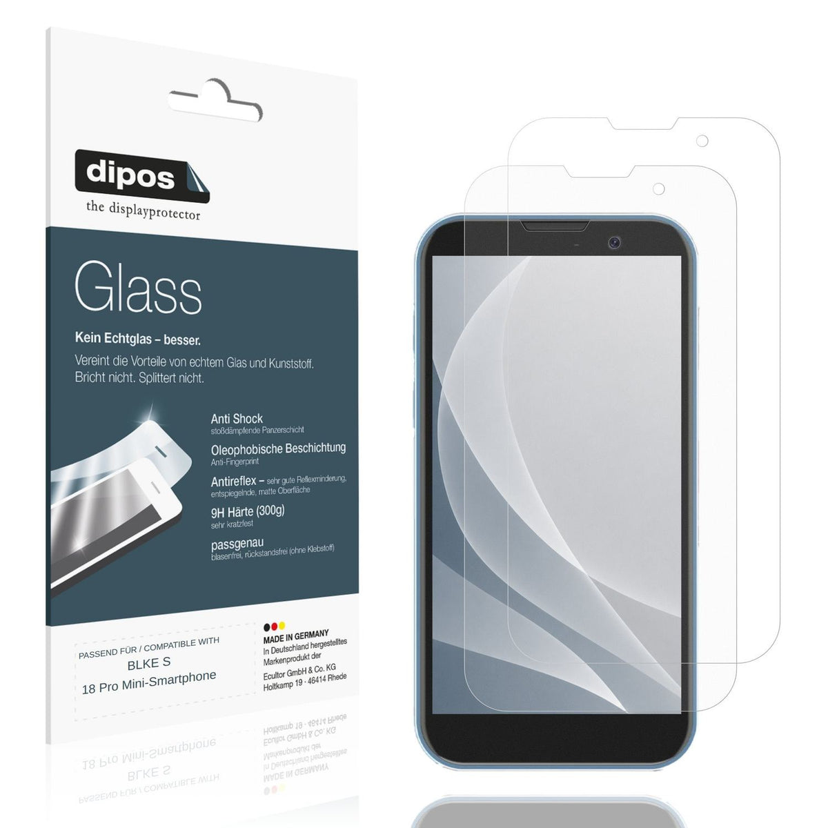 Matte Displayschutzfolie von dipos passend für BLKE S 18 Pro Mini-Smartphone, 9H kratzfest und blasenfrei montiert