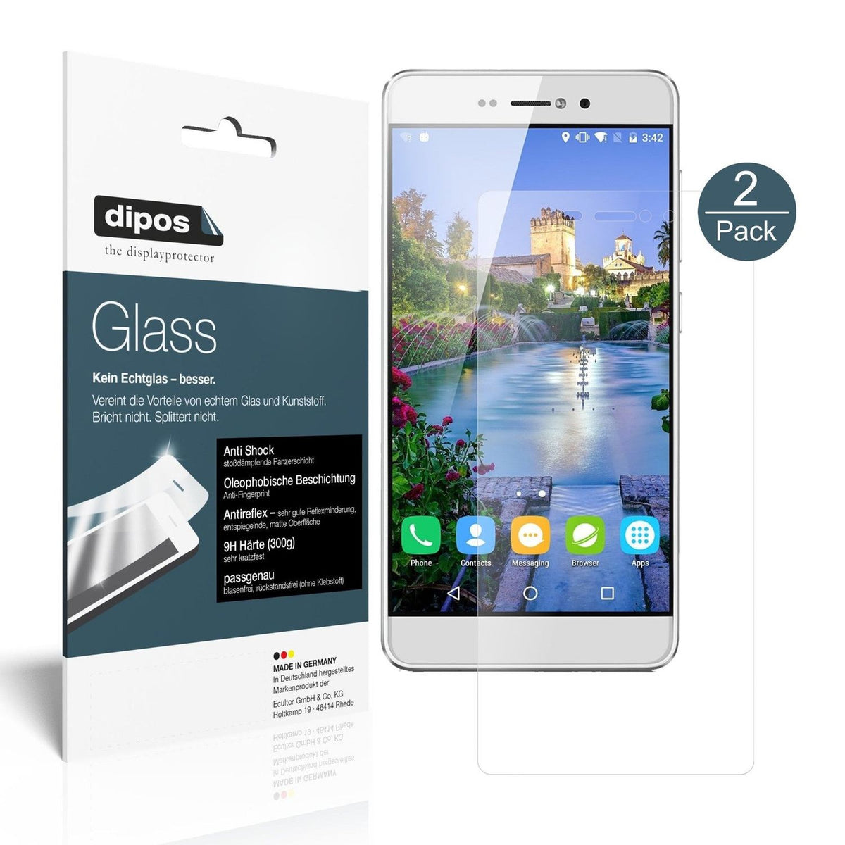 Matte Displayschutzfolie von dipos passend für BLUBOO Picasso 5 Zoll, 9H kratzfest und blasenfrei montiert