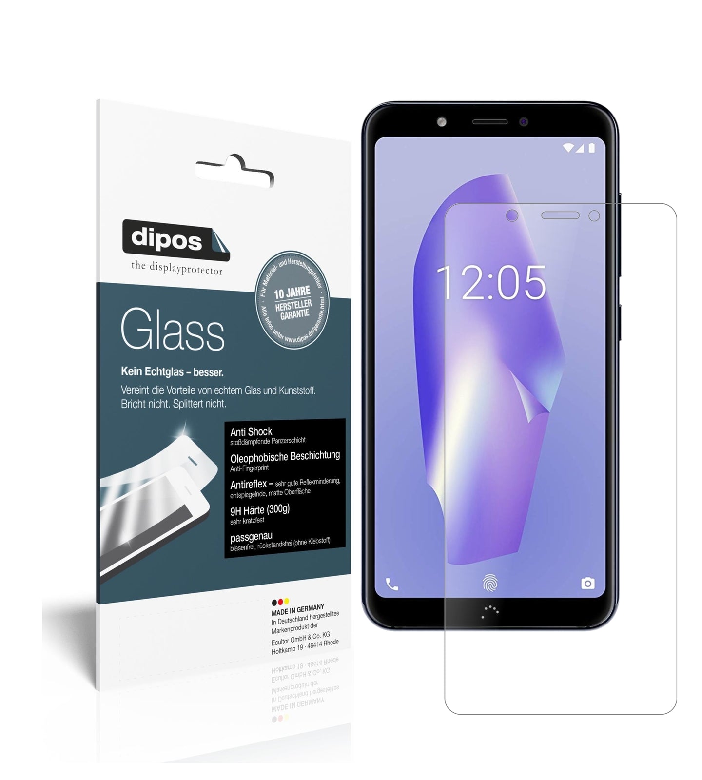 Matte Displayschutzfolie von dipos passend für BQ Aquaris C, 9H kratzfest und blasenfrei montiert
