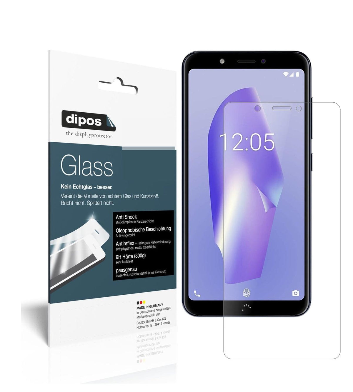 Matte Displayschutzfolie von dipos passend für BQ Aquaris C, 9H kratzfest und blasenfrei montiert