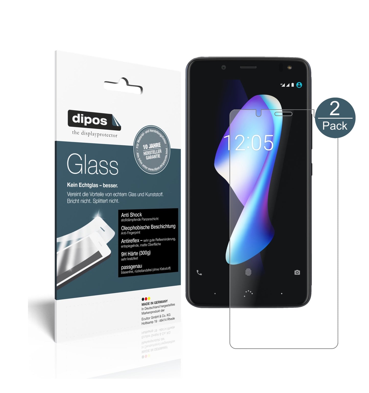 Matte Displayschutzfolie von dipos passend für BQ Aquaris V Plus, 9H kratzfest und blasenfrei montiert