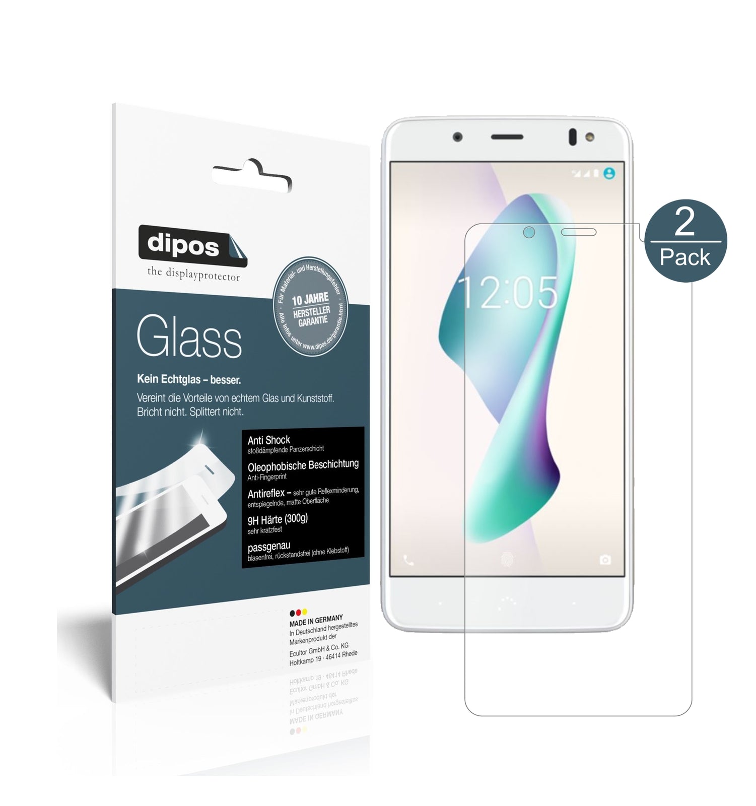 Matte Displayschutzfolie von dipos passend für BQ Aquaris VS, 9H kratzfest und blasenfrei montiert