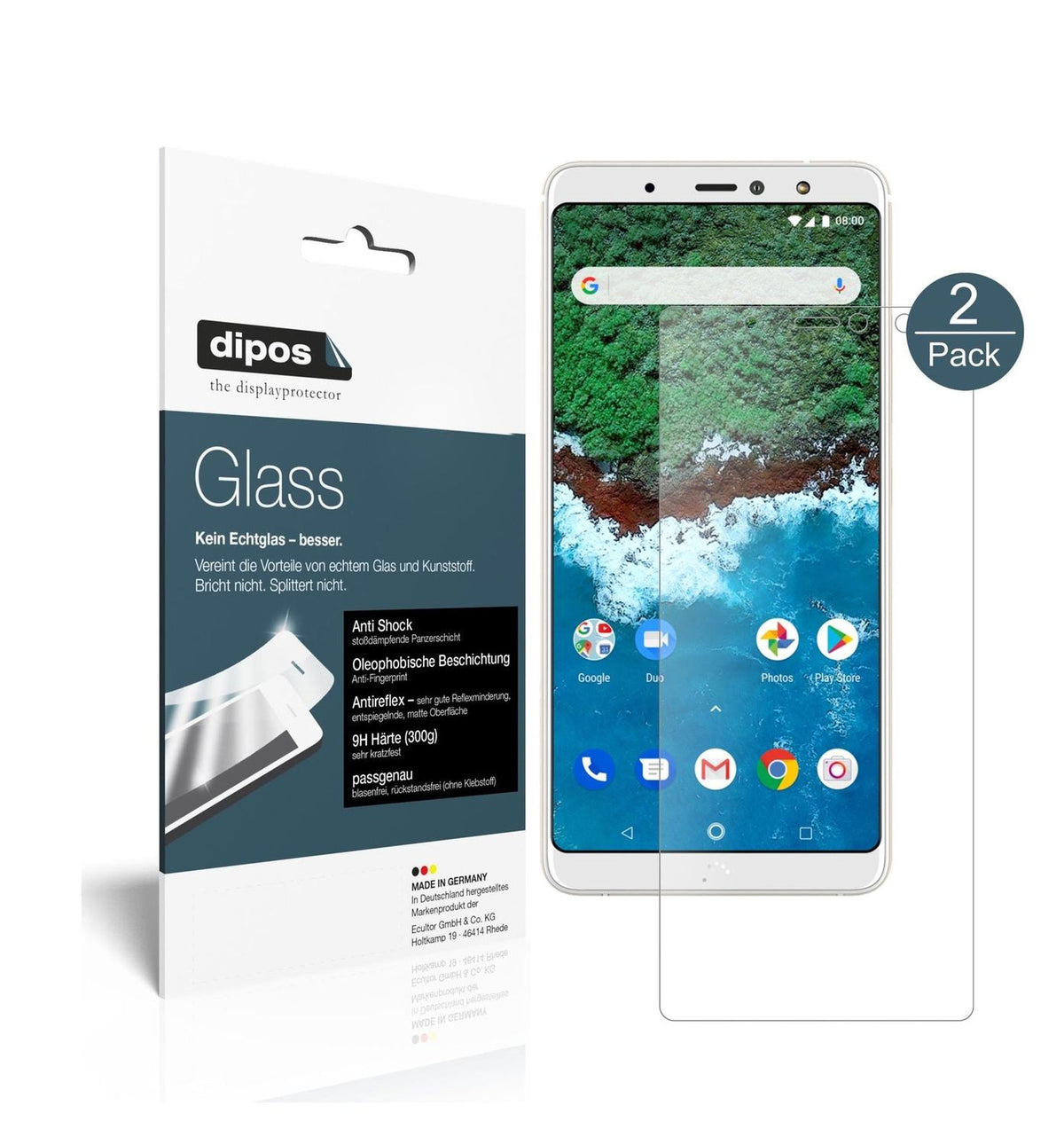 Matte Displayschutzfolie von dipos passend für BQ Aquaris X2, 9H kratzfest und blasenfrei montiert