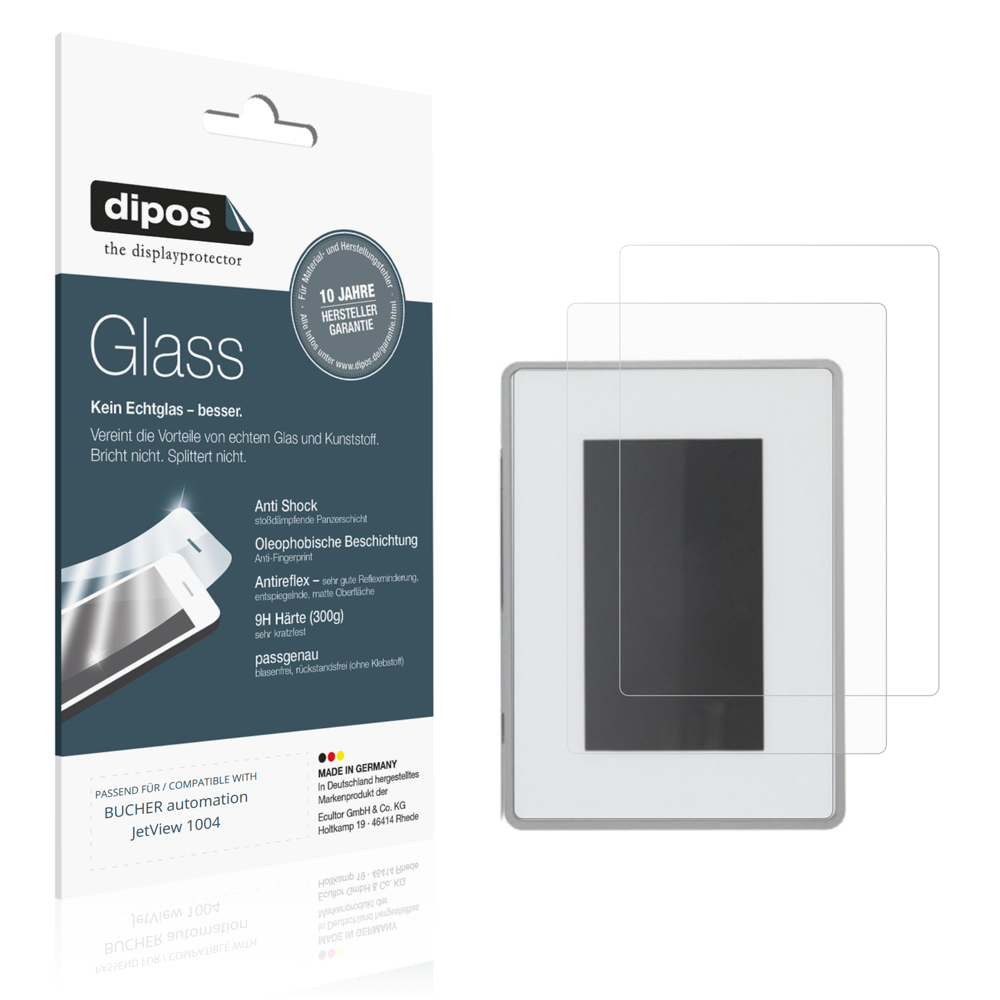 Matte Displayschutzfolie von dipos passend für BUCHER automation JetView 1004, 9H kratzfest und blasenfrei montiert