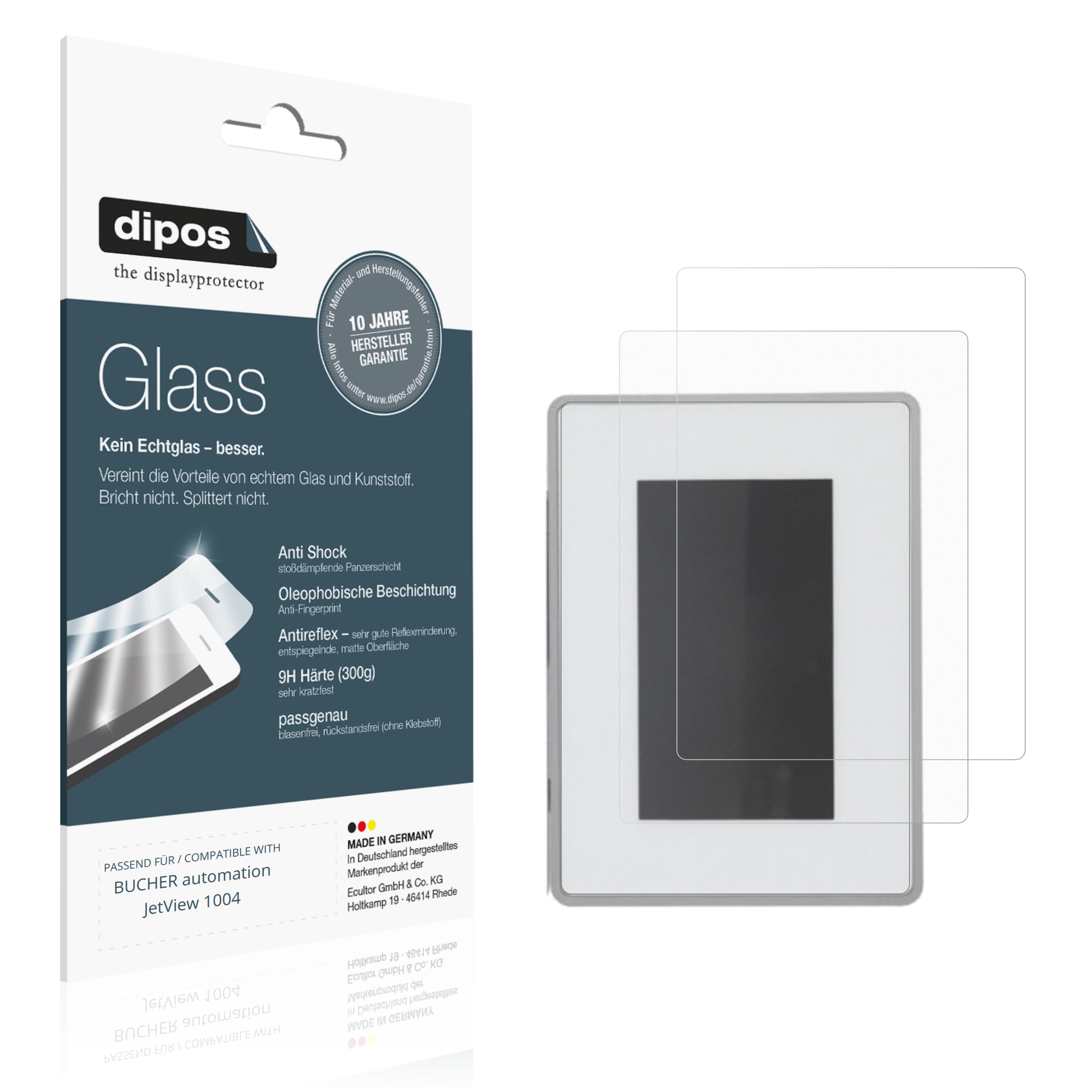 Matte Displayschutzfolie von dipos passend für BUCHER automation JetView 1004, 9H kratzfest und blasenfrei montiert