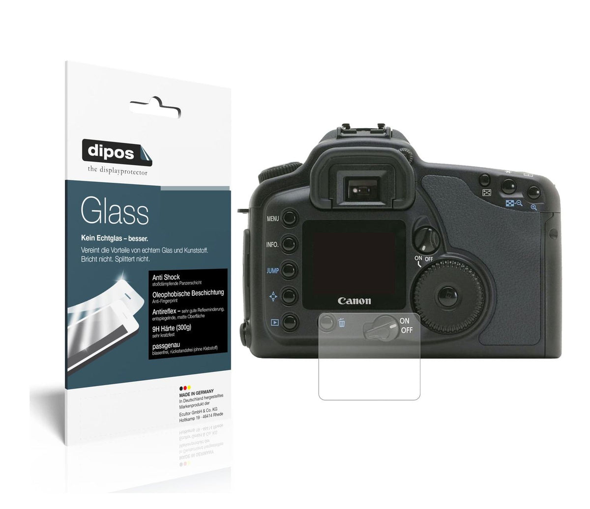 Matte Displayschutzfolie von dipos passend für Canon Eos 10D, 9H kratzfest und blasenfrei montiert