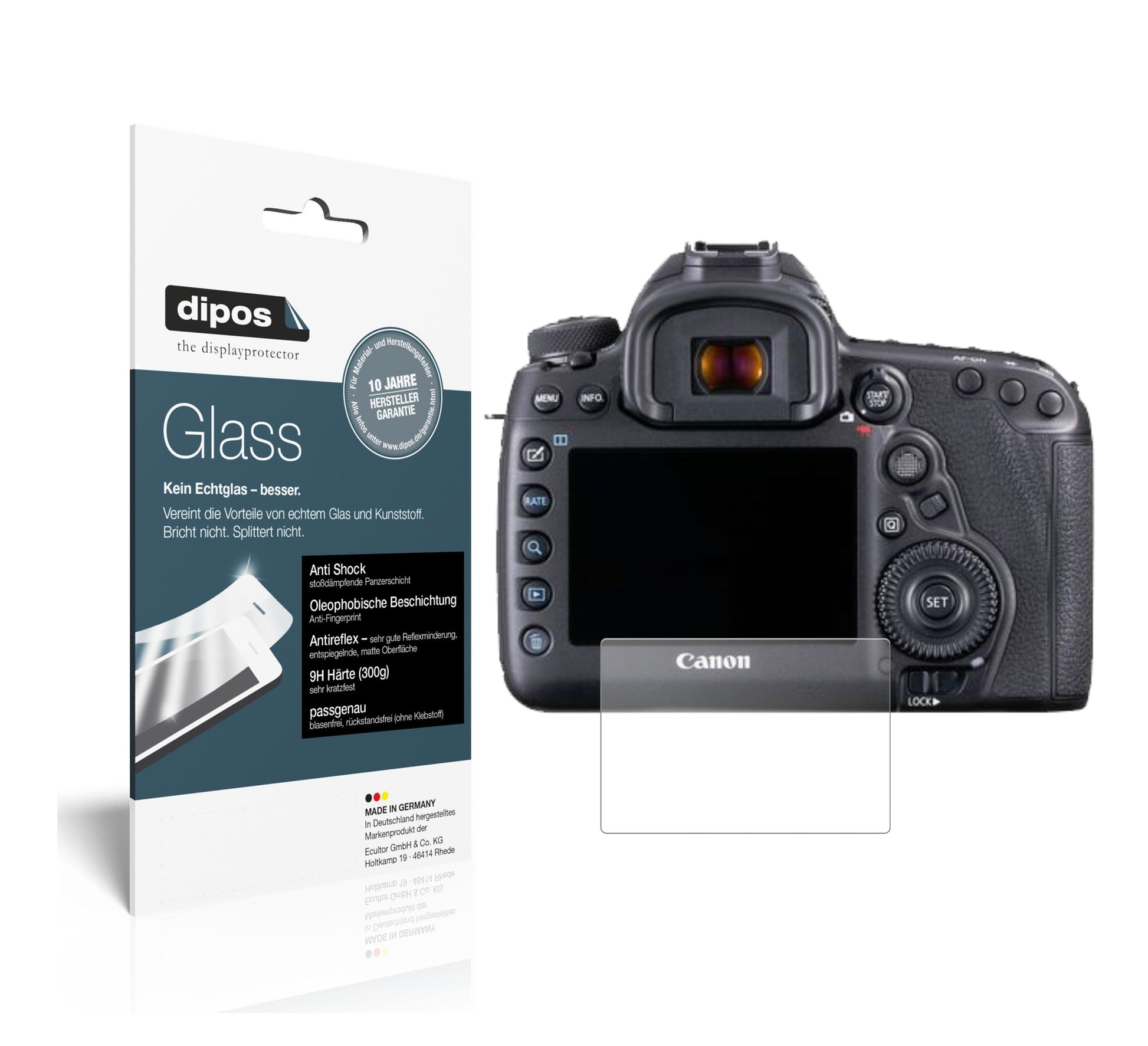 Matte Displayschutzfolie von dipos passend für Canon EOS 5D Mark IV, 9H kratzfest und blasenfrei montiert