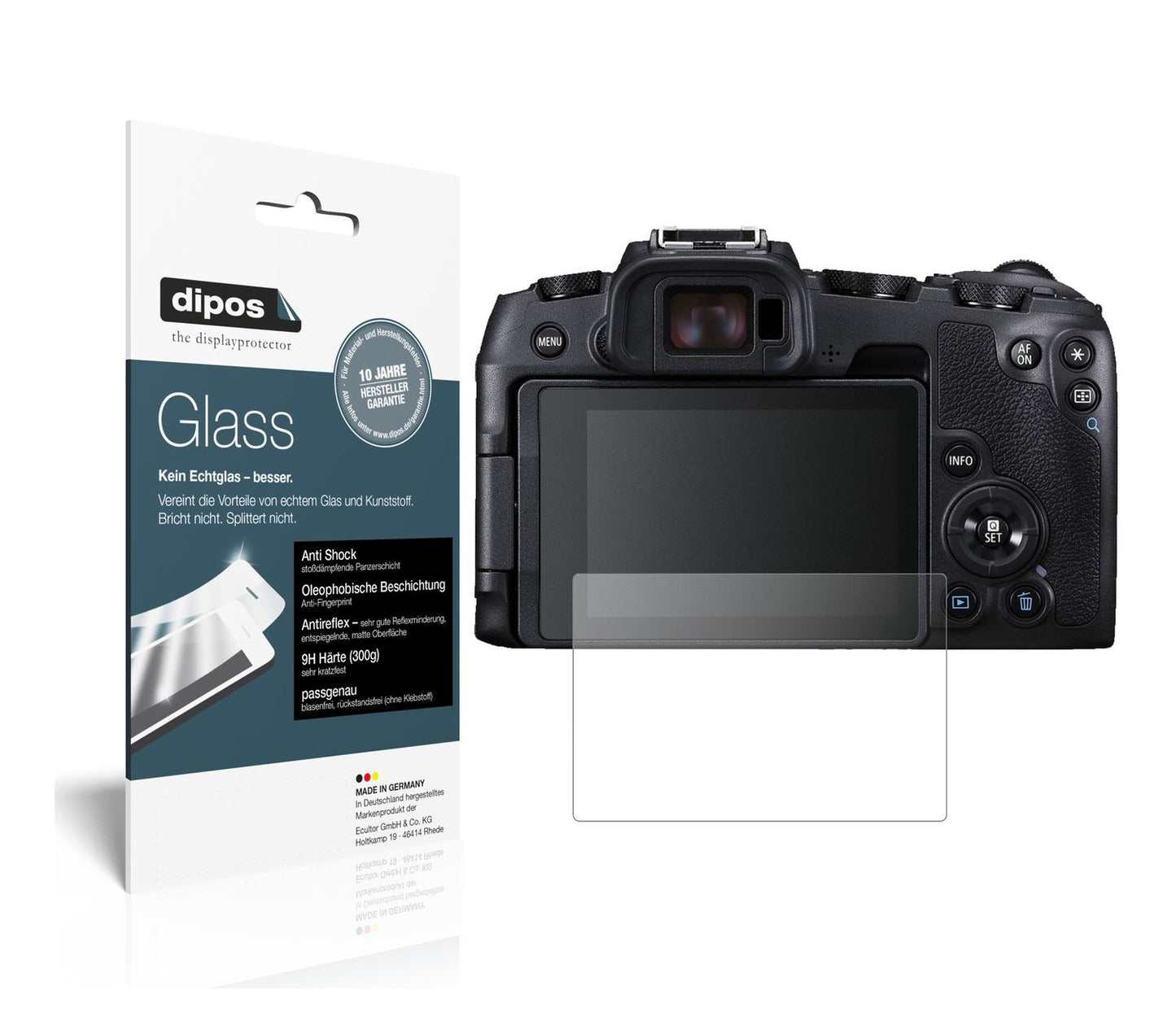 Matte Displayschutzfolie von dipos passend für Canon EOS RP, 9H kratzfest und blasenfrei montiert