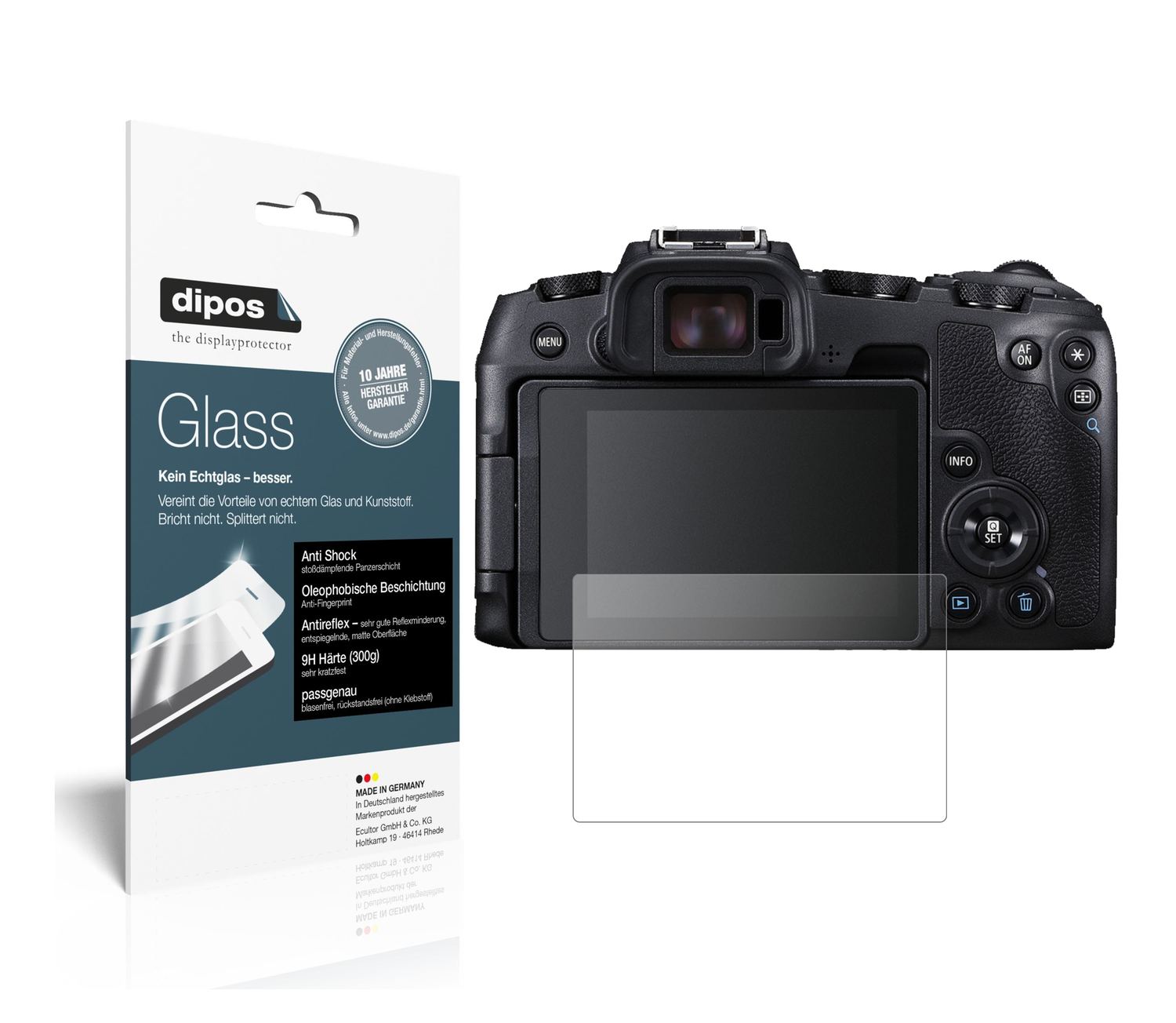 Matte Displayschutzfolie von dipos passend für Canon EOS RP, 9H kratzfest und blasenfrei montiert