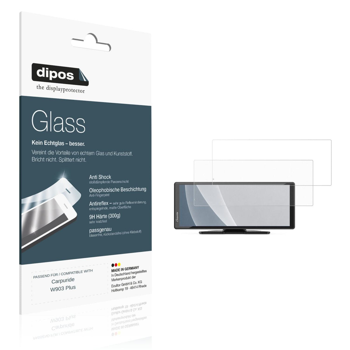 Matte Displayschutzfolie von dipos passend für Carpuride W903 Plus, 9H kratzfest und blasenfrei montiert