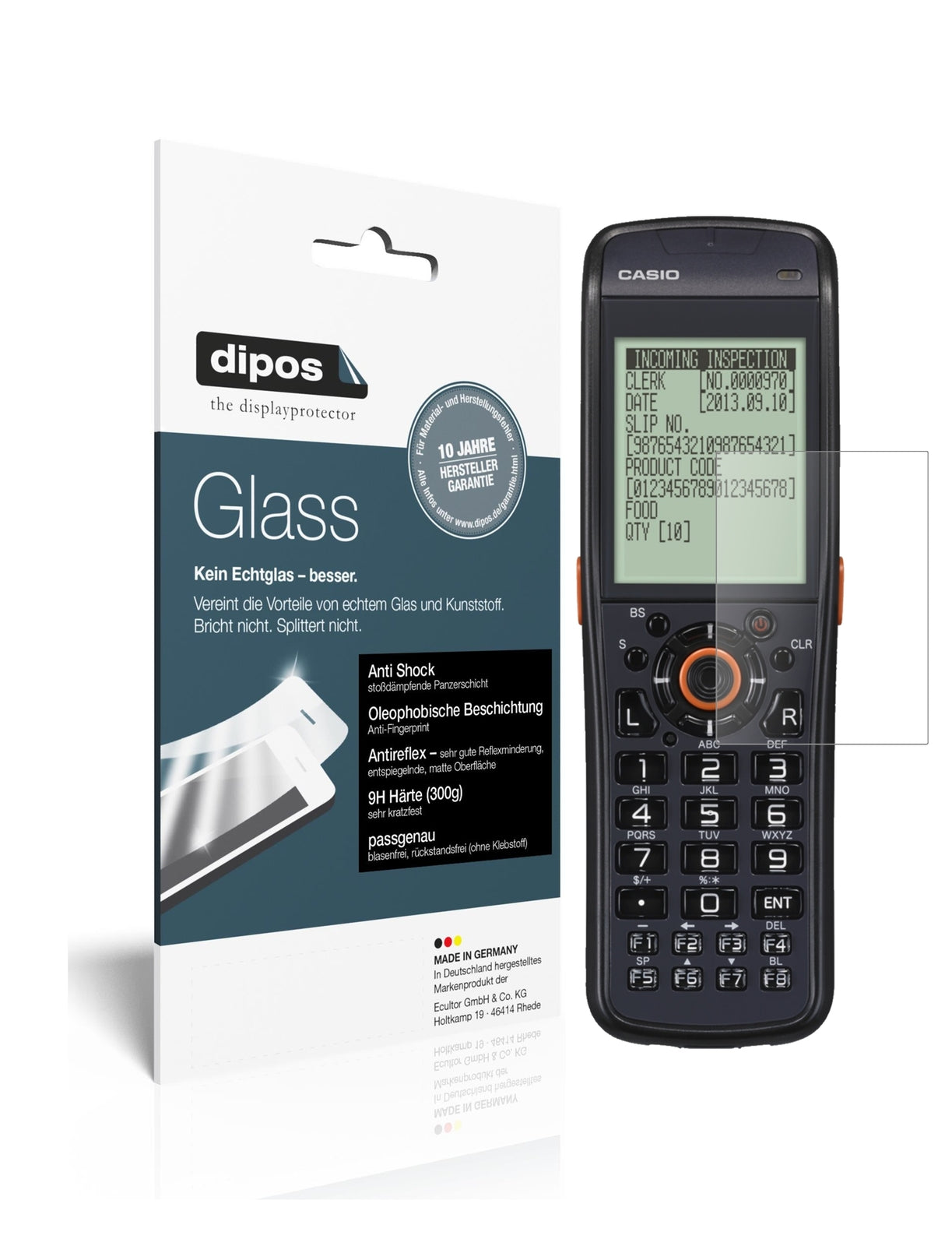 Matte Displayschutzfolie von dipos passend für Casio DT-970, 9H kratzfest und blasenfrei montiert