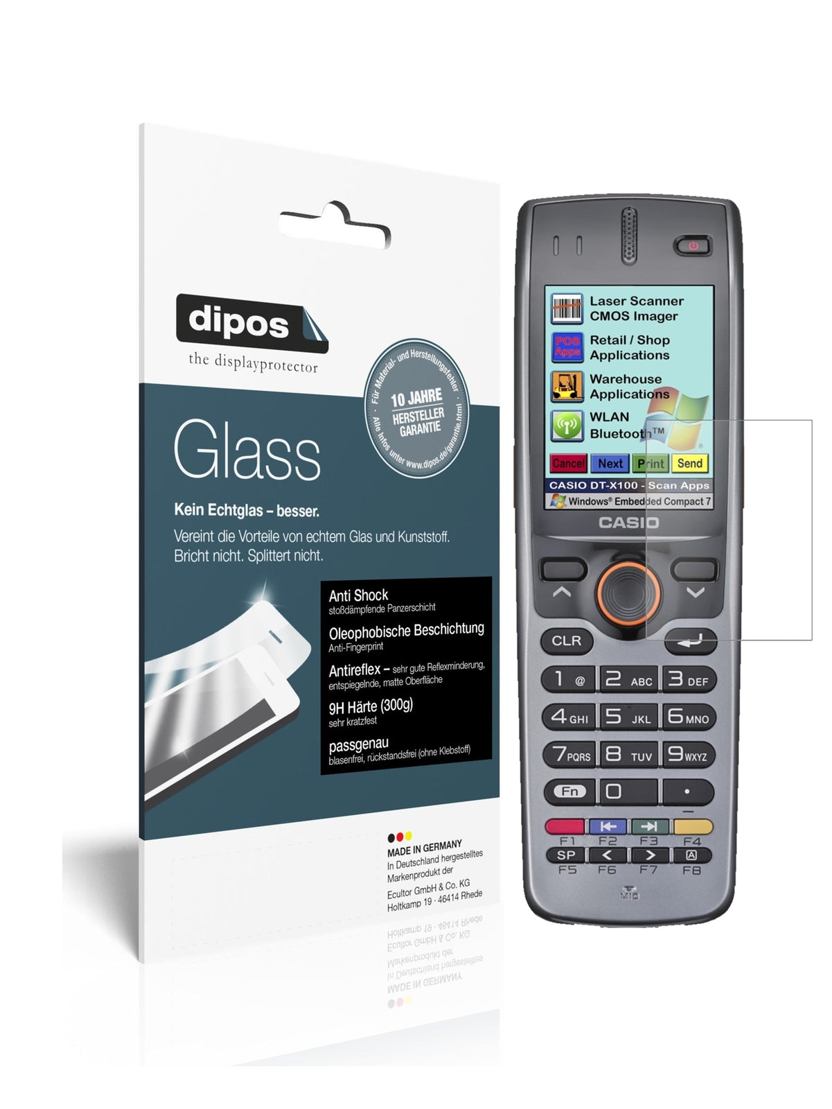 Matte Displayschutzfolie von dipos passend für Casio DT-X100, 9H kratzfest und blasenfrei montiert