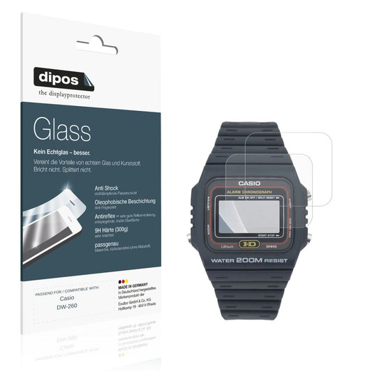 Matte Displayschutzfolie von dipos passend für Casio DW-260, 9H kratzfest und blasenfrei montiert
