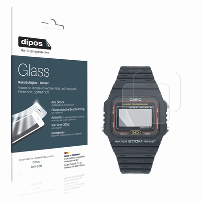 Matte Displayschutzfolie von dipos passend für Casio DW-260, 9H kratzfest und blasenfrei montiert