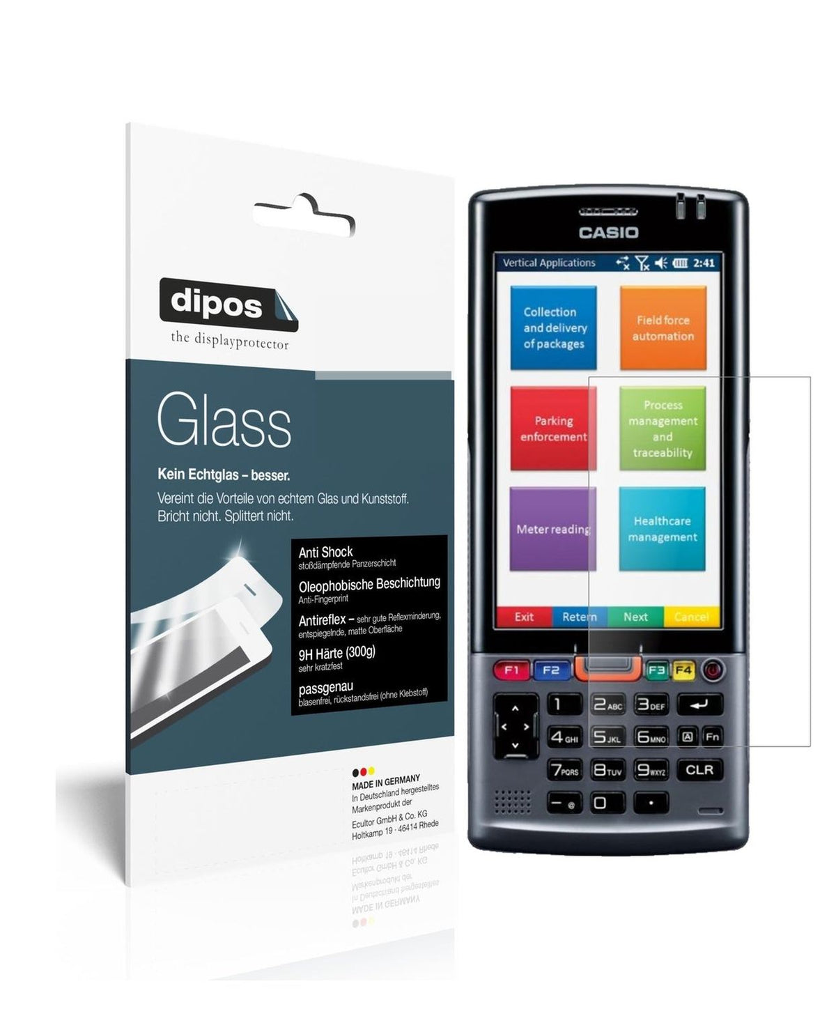 Matte Displayschutzfolie von dipos passend für Casio IT-G500-CE, 9H kratzfest und blasenfrei montiert
