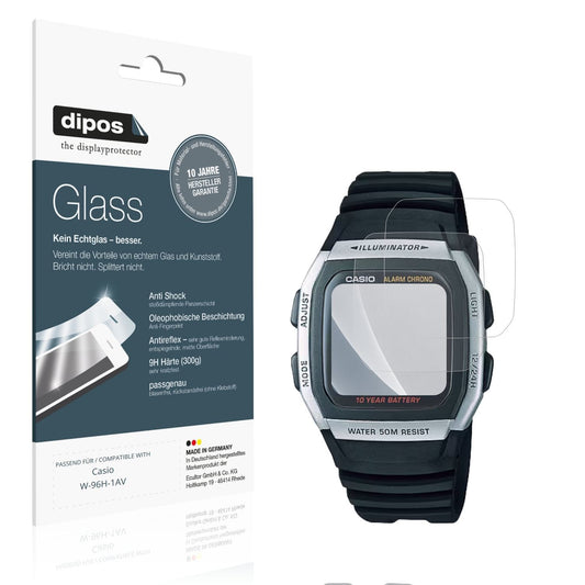 Matte Displayschutzfolie von dipos passend für Casio W-96H-1AV, 9H kratzfest und blasenfrei montiert
