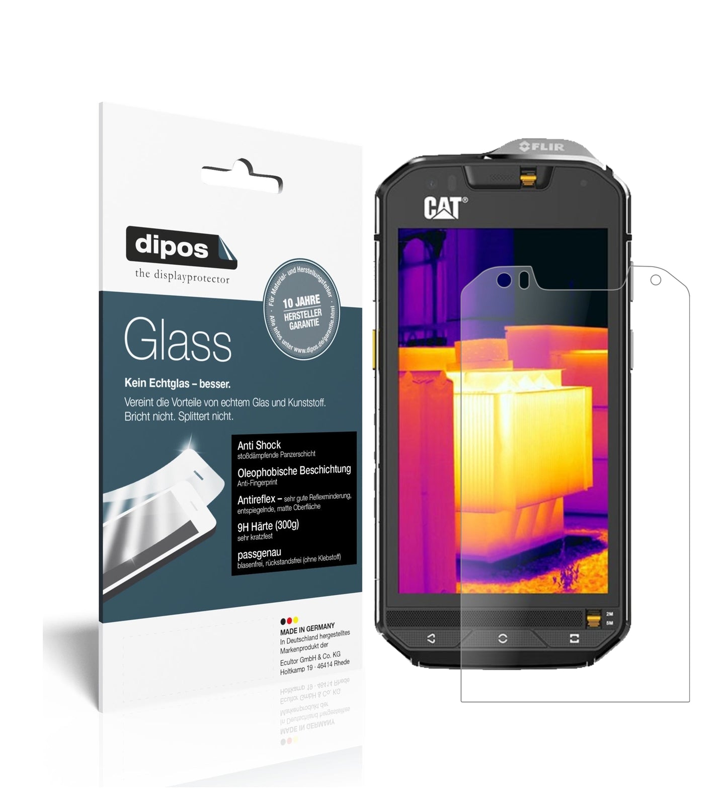 Matte Displayschutzfolie von dipos passend für Caterpillar CAT S60, 9H kratzfest und blasenfrei montiert