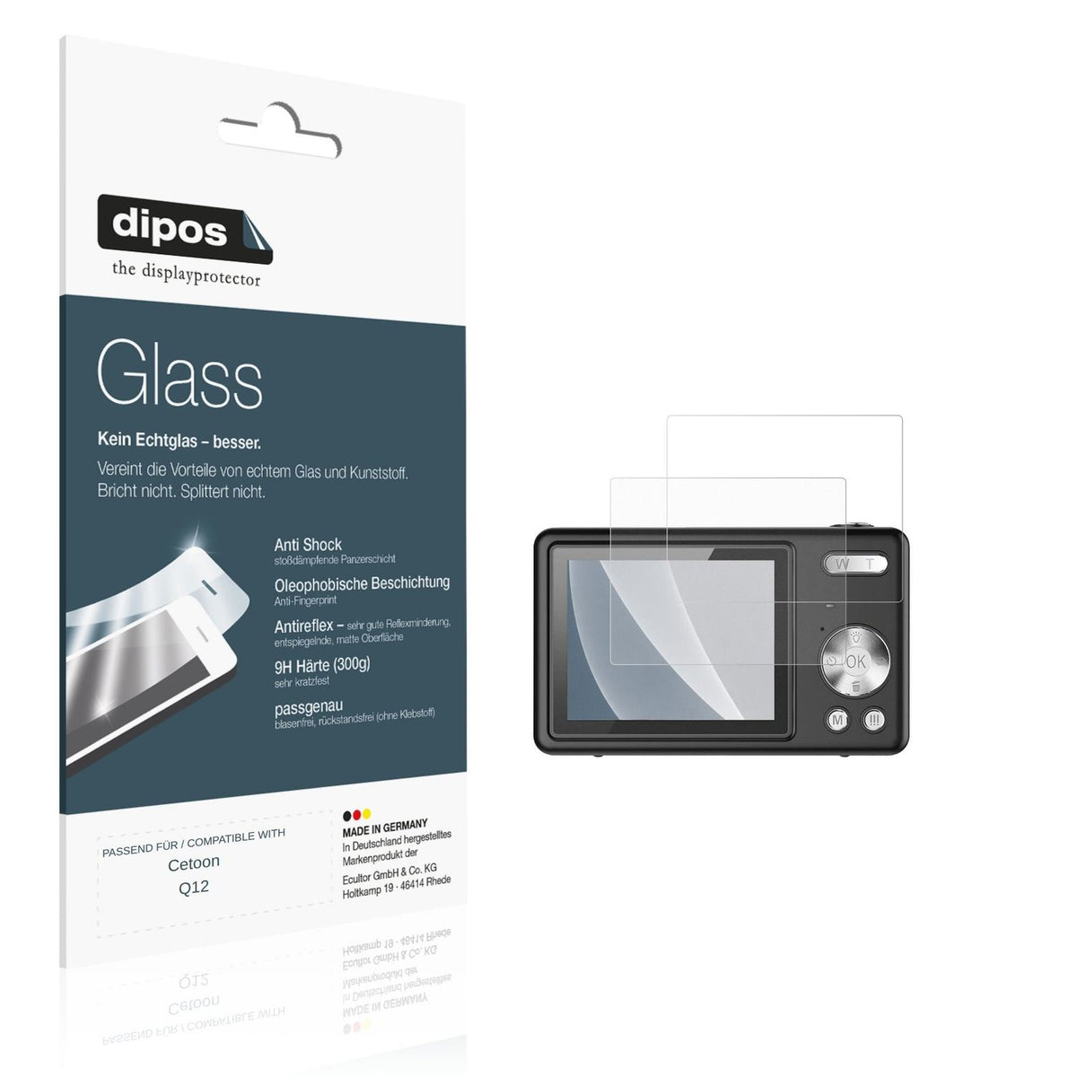 Matte Displayschutzfolie von dipos passend für Cetoon Q12, 9H kratzfest und blasenfrei montiert
