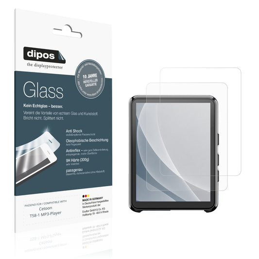 Matte Displayschutzfolie von dipos passend für Cetoon T58-1 MP3-Player, 9H kratzfest und blasenfrei montiert