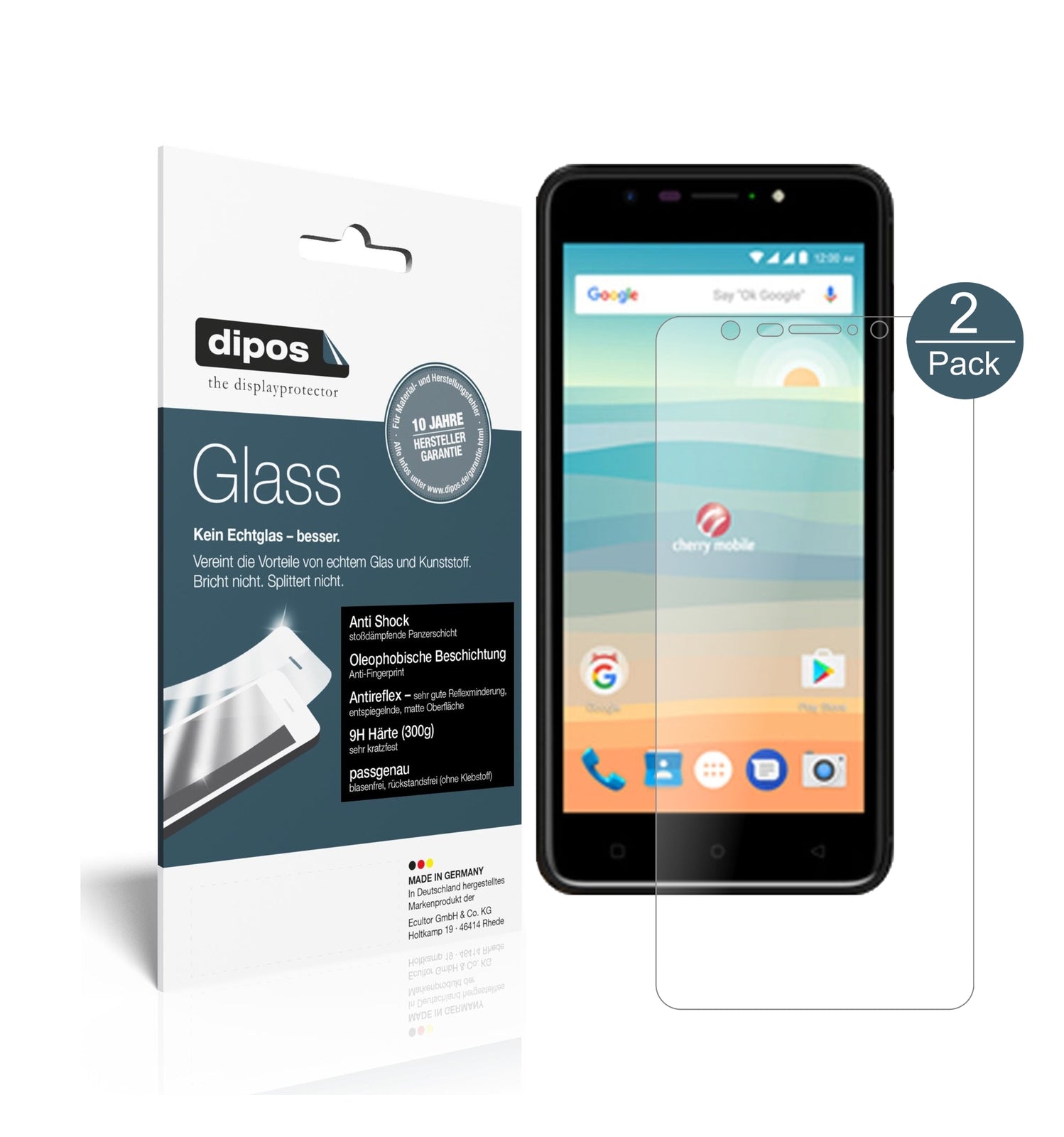 Matte Displayschutzfolie von dipos passend für Cherry Mobile Flare S6, 9H kratzfest und blasenfrei montiert