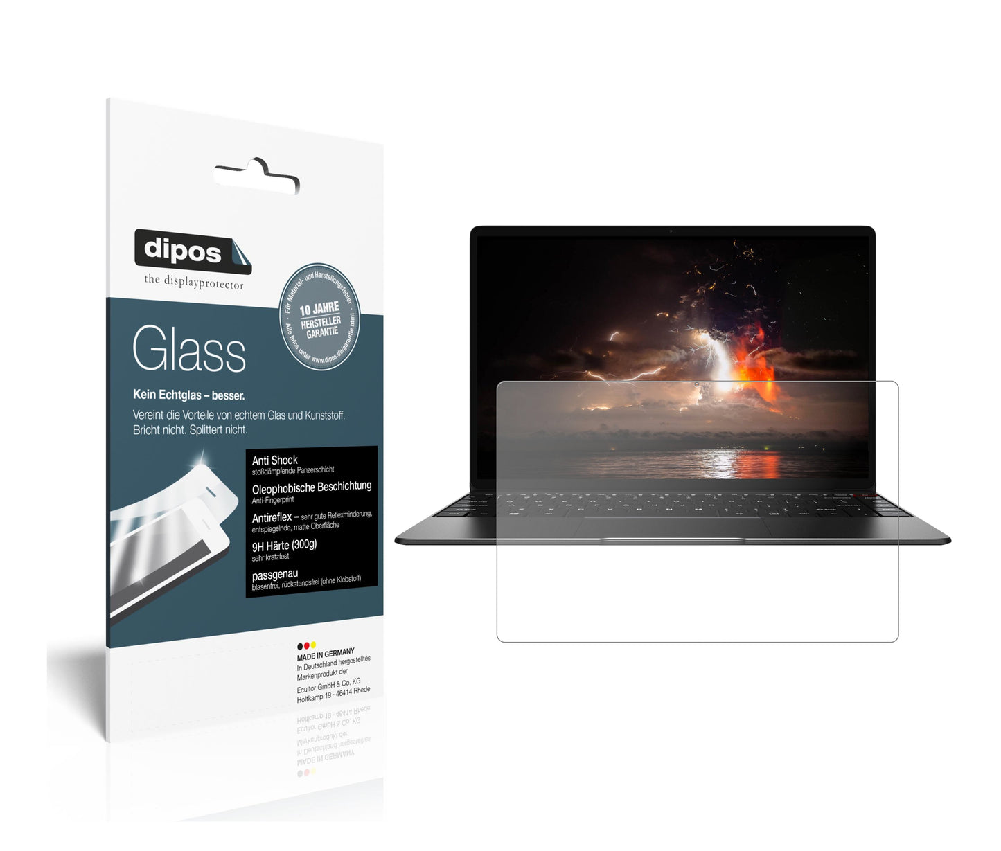 Matte Displayschutzfolie von dipos passend für Chuwi Aerobook CWI510, 9H kratzfest und blasenfrei montiert