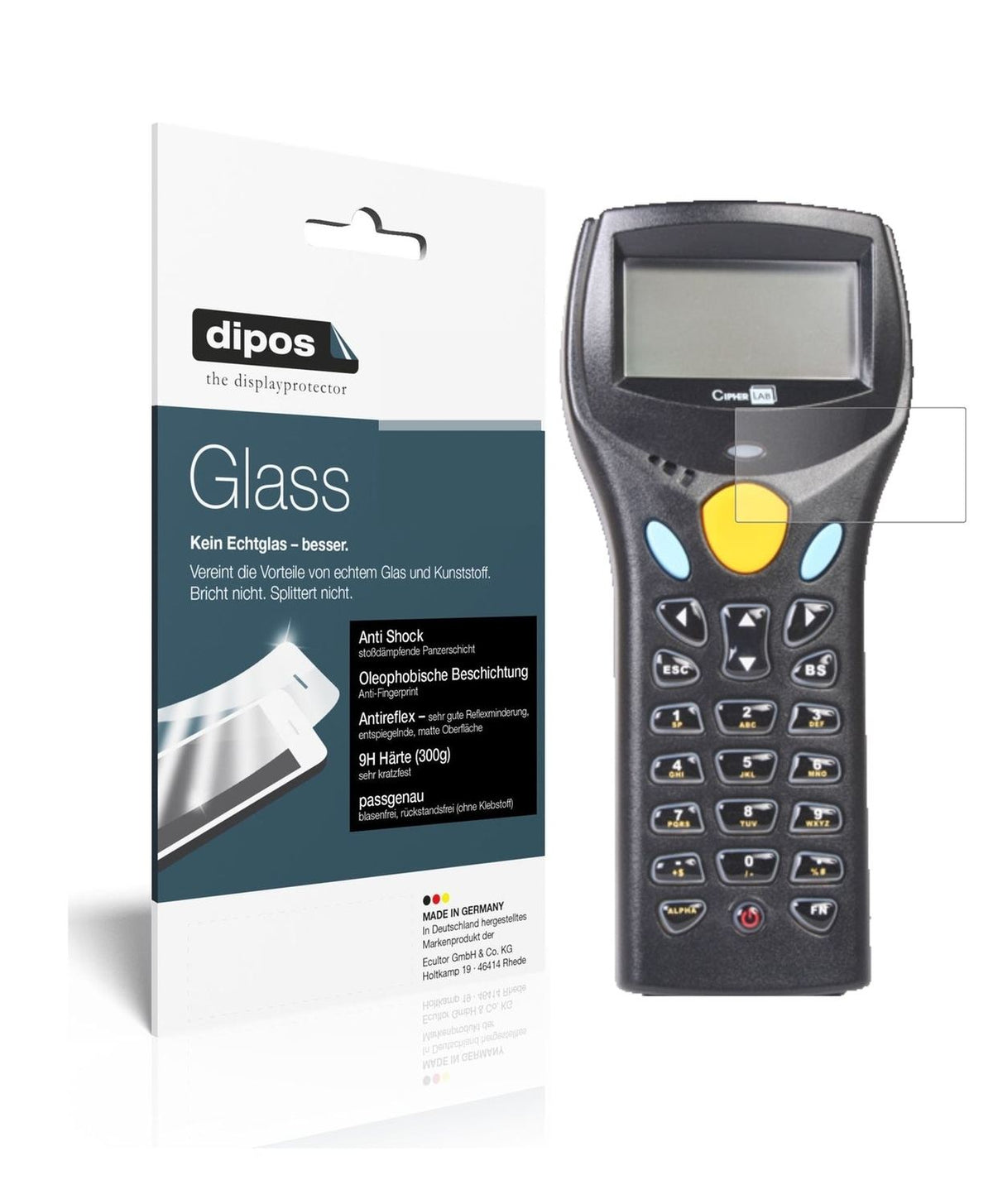 Matte Displayschutzfolie von dipos passend für Cipherlab 8370, 9H kratzfest und blasenfrei montiert