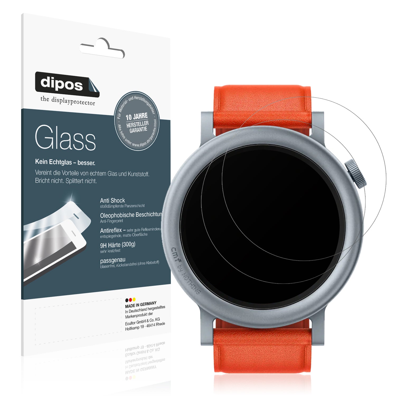 Matte Displayschutzfolie von dipos passend für CMF Nothing Watch Pro 2, 9H kratzfest und blasenfrei montiert
