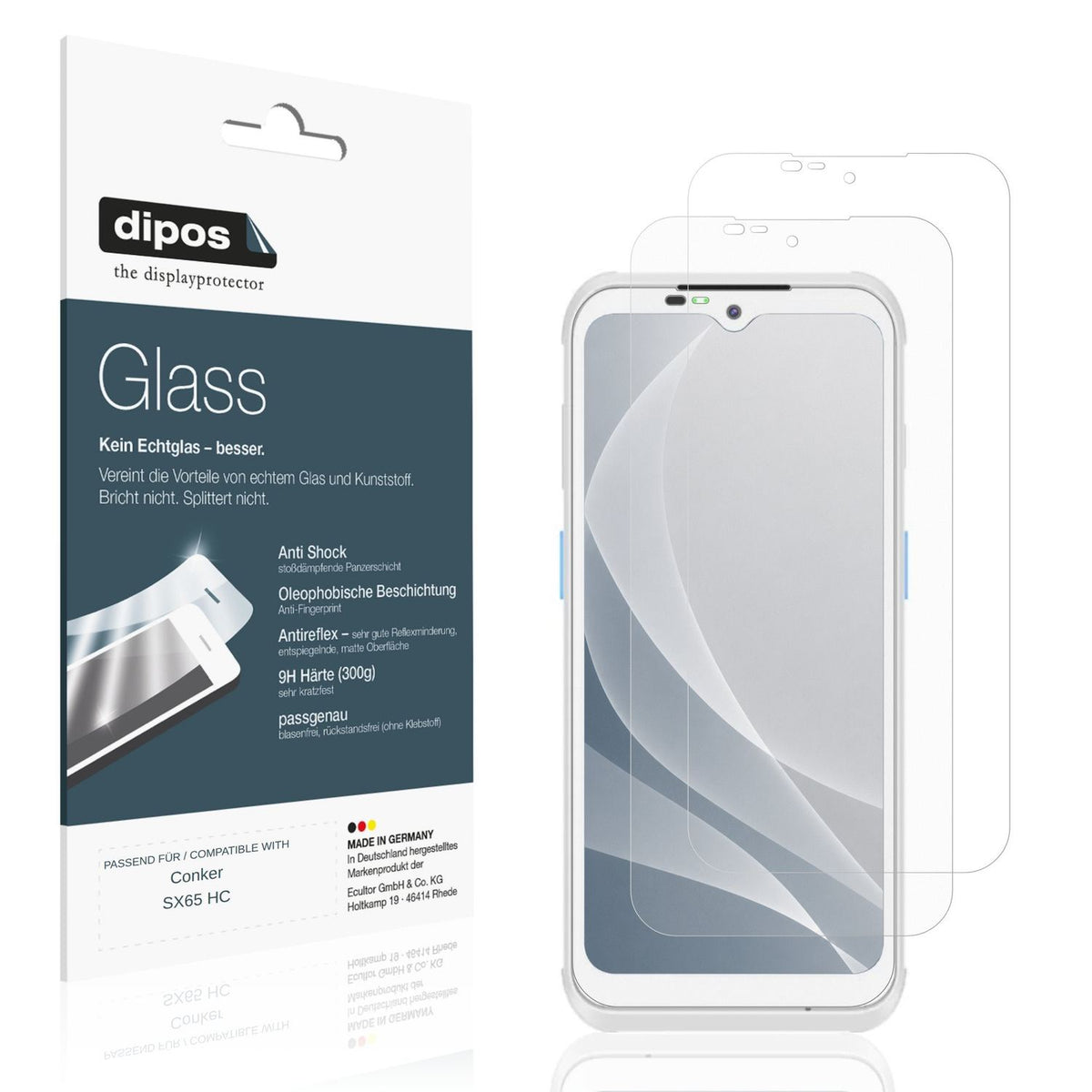 Matte Displayschutzfolie von dipos passend für Conker SX65 HC, 9H kratzfest und blasenfrei montiert