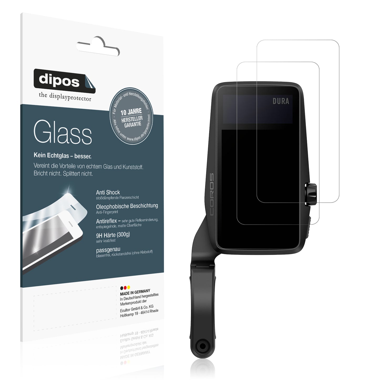 Matte Displayschutzfolie von dipos passend für Coros Dura Solar GPS, 9H kratzfest und blasenfrei montiert
