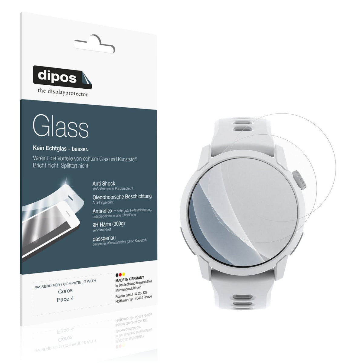 Matte Displayschutzfolie von dipos passend für Coros Pace 4, 9H kratzfest und blasenfrei montiert