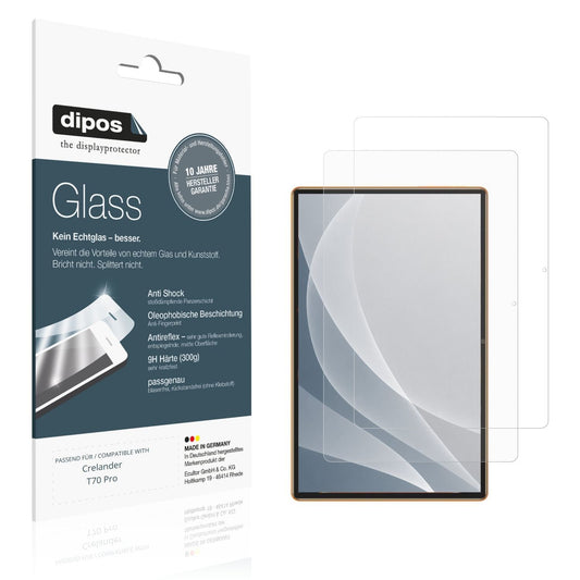 Matte Displayschutzfolie von dipos passend für Crelander T70 Pro, 9H kratzfest und blasenfrei montiert