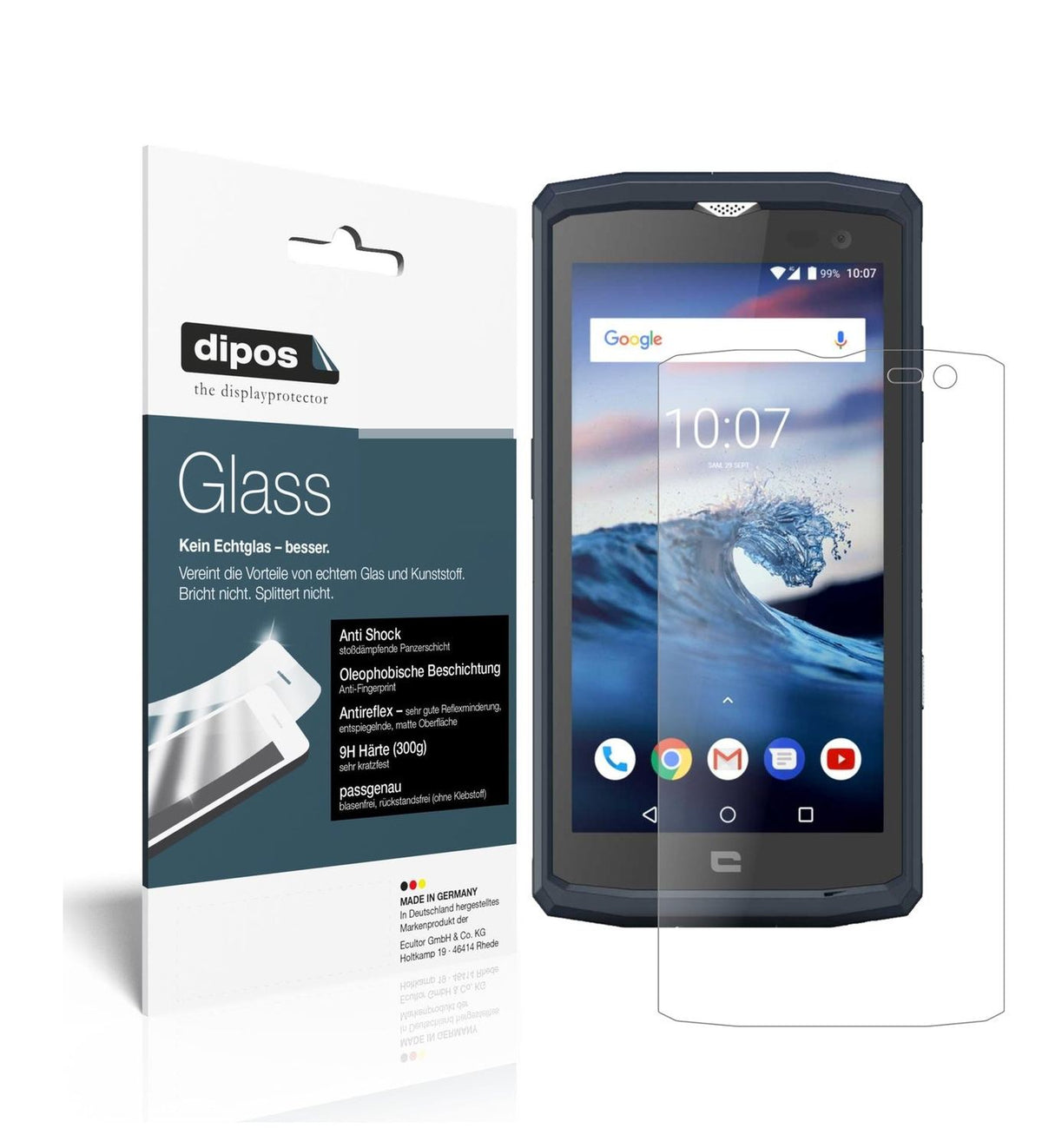 Matte Displayschutzfolie von dipos passend für Crosscall Core X3, 9H kratzfest und blasenfrei montiert