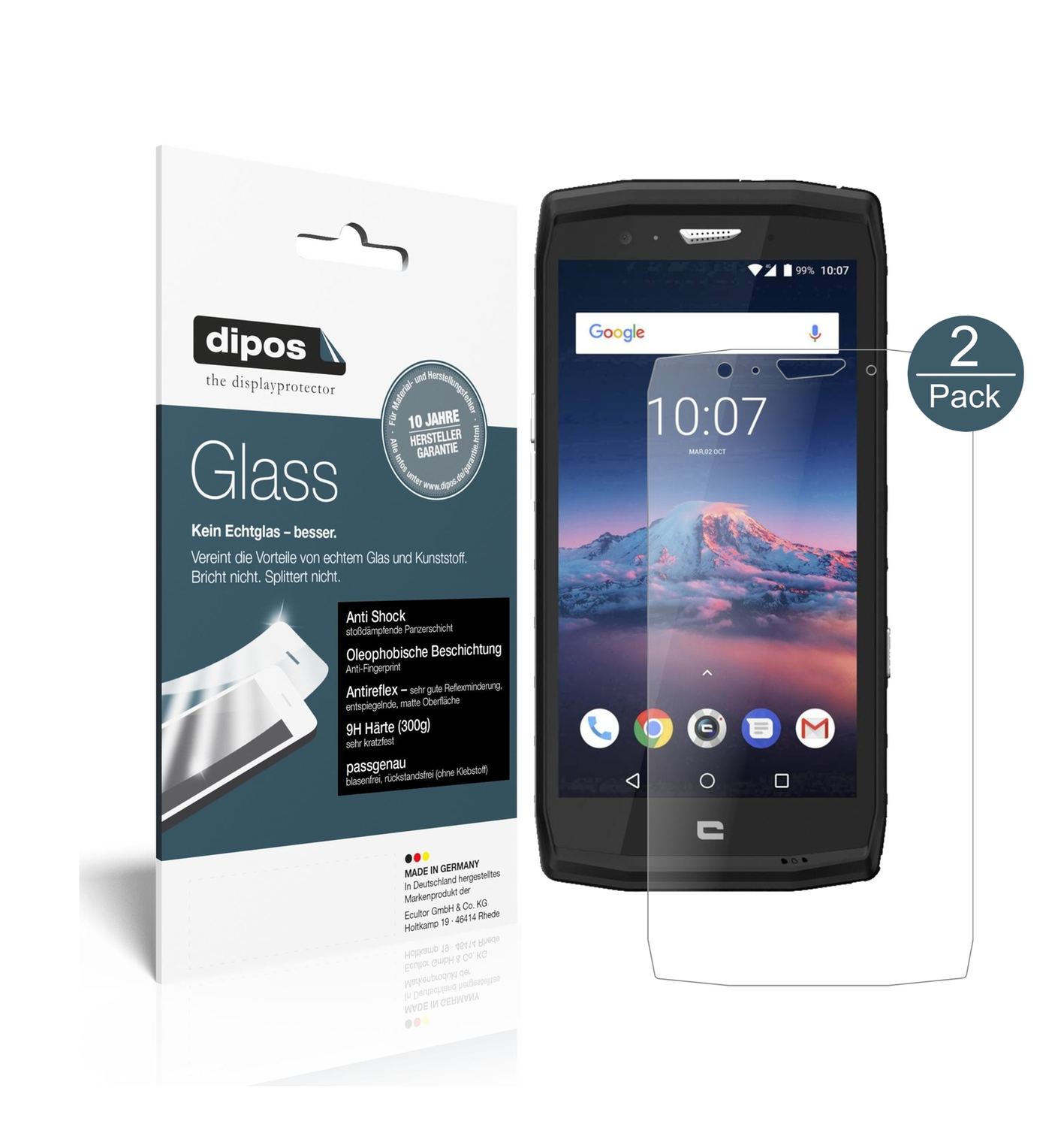 Matte Displayschutzfolie von dipos passend für Crosscall Trekker X4, 9H kratzfest und blasenfrei montiert