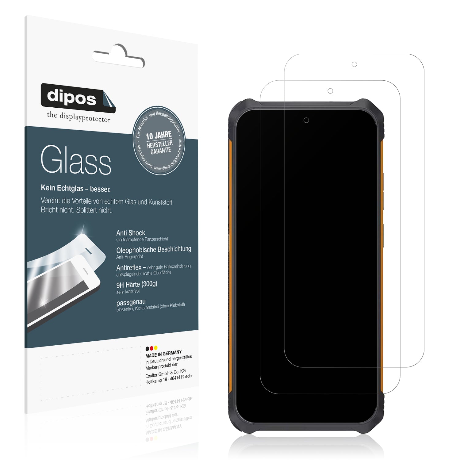 Matte Displayschutzfolie von dipos passend für Cubot KingKong ES, 9H kratzfest und blasenfrei montiert