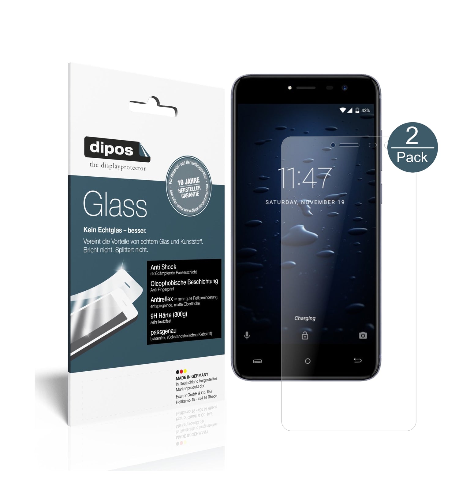 Matte Displayschutzfolie von dipos passend für Cubot Note Plus, 9H kratzfest und blasenfrei montiert