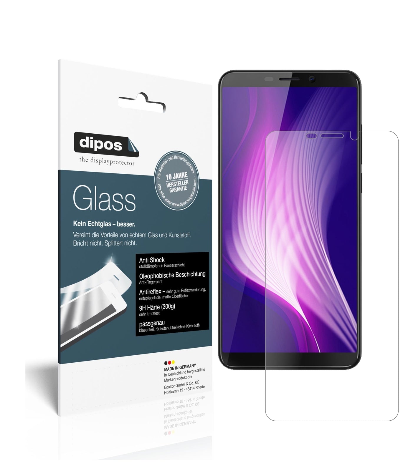 Matte Displayschutzfolie von dipos passend für Cubot Nova (2018), 9H kratzfest und blasenfrei montiert
