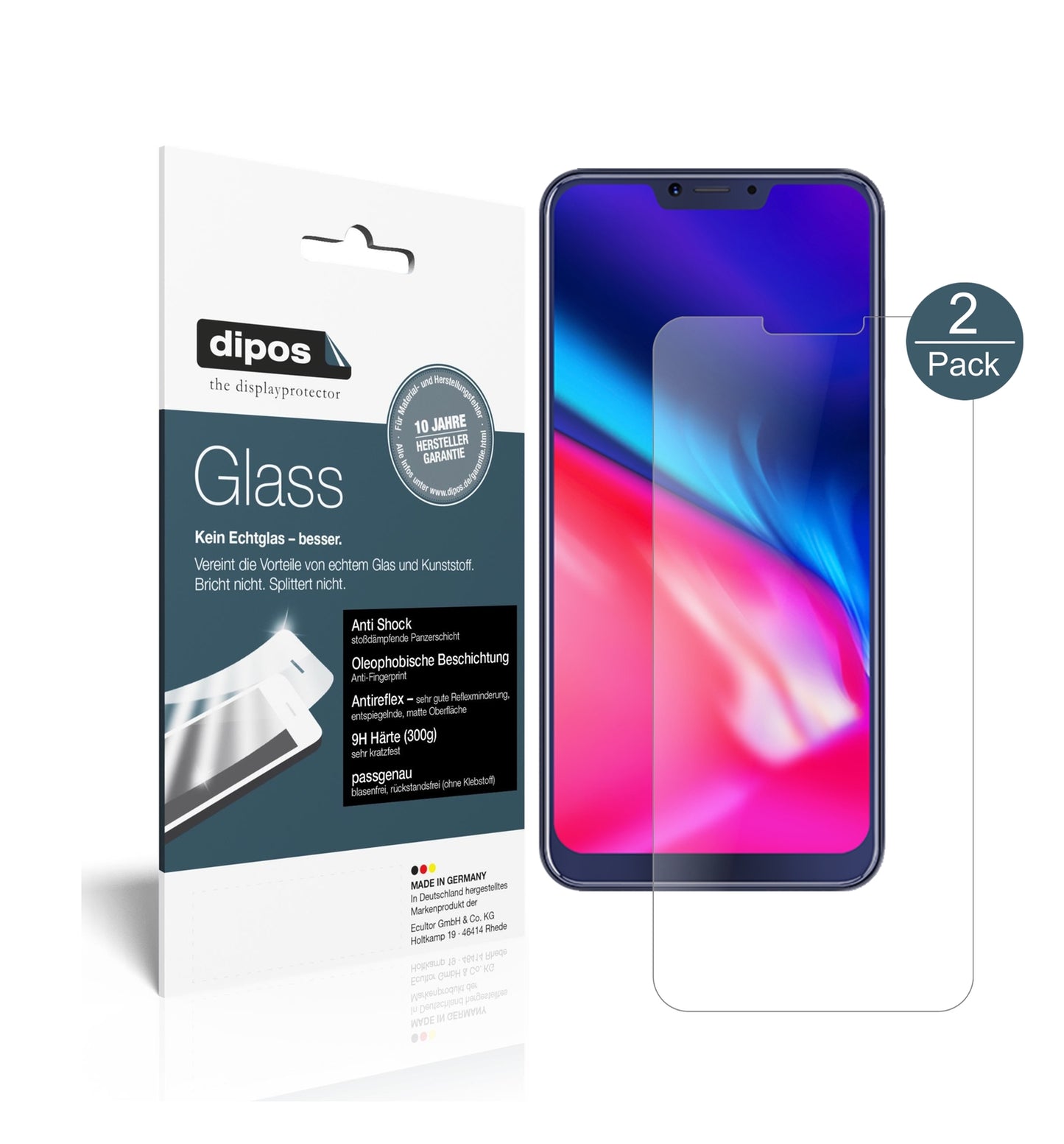 Matte Displayschutzfolie von dipos passend für Cubot P20, 9H kratzfest und blasenfrei montiert