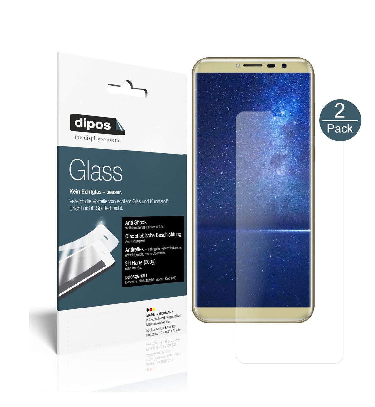 Matte Displayschutzfolie von dipos passend für Cubot X18, 9H kratzfest und blasenfrei montiert