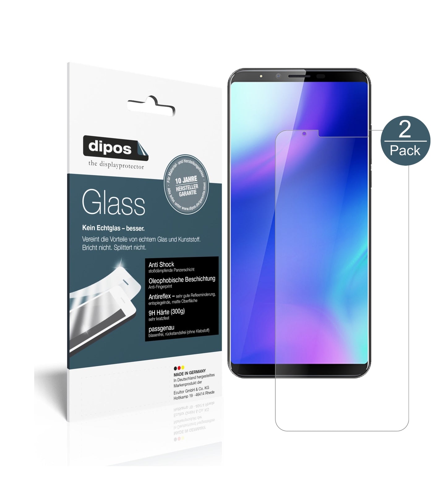 Matte Displayschutzfolie von dipos passend für Cubot X18 Plus, 9H kratzfest und blasenfrei montiert