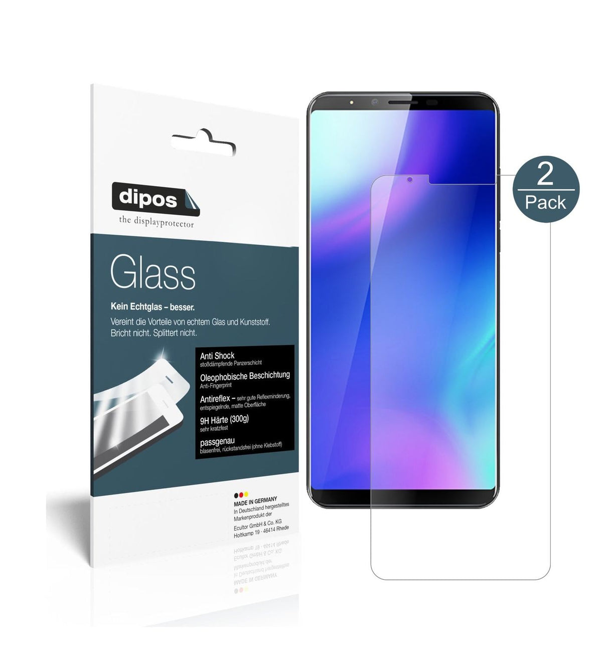 Matte Displayschutzfolie von dipos passend für Cubot X18 Plus, 9H kratzfest und blasenfrei montiert