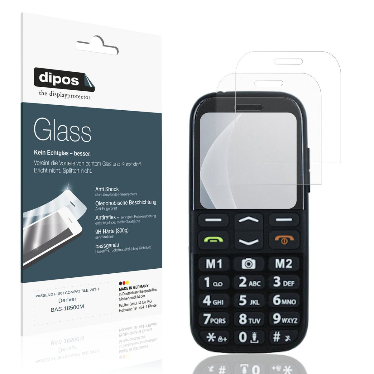Matte Displayschutzfolie von dipos passend für Denver BAS-18500M, 9H kratzfest und blasenfrei montiert